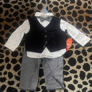 Wonder Nation Black Vest and White Shirt Set